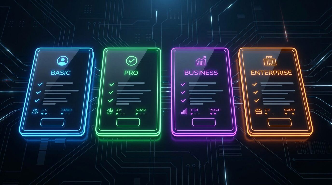 Visual comparison of the four MiniMax token plan tiers arranged as cards