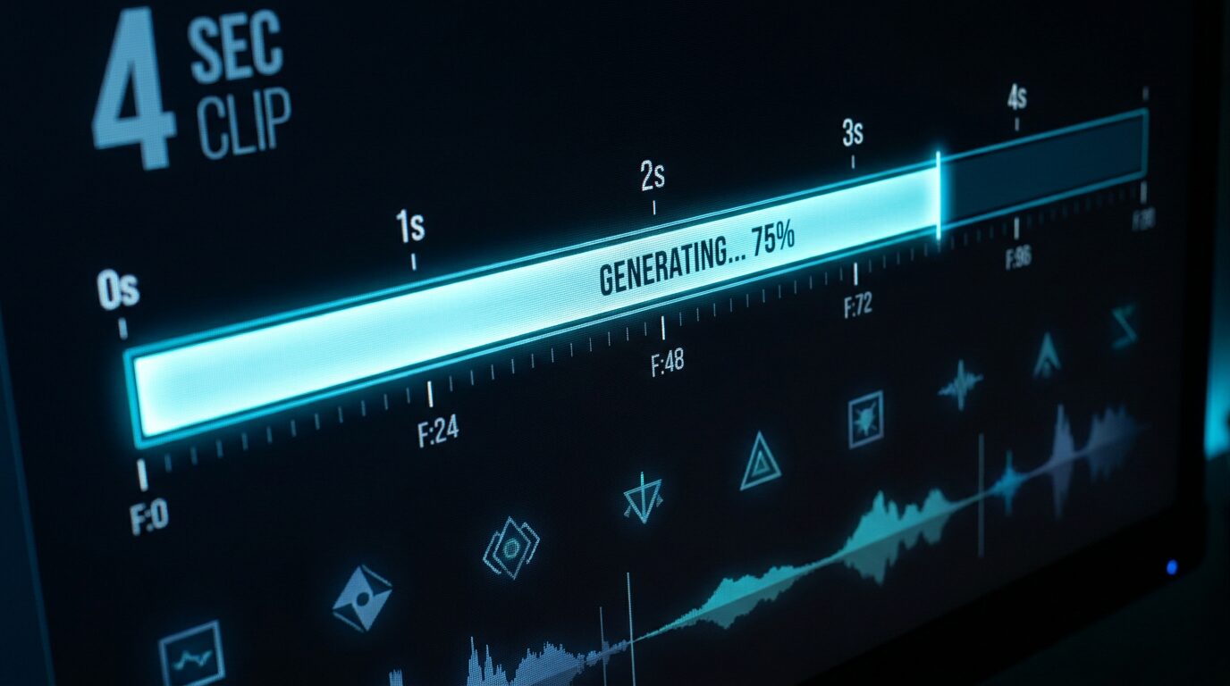 Video timeline showing the progression of a single generated clip from first frame to last